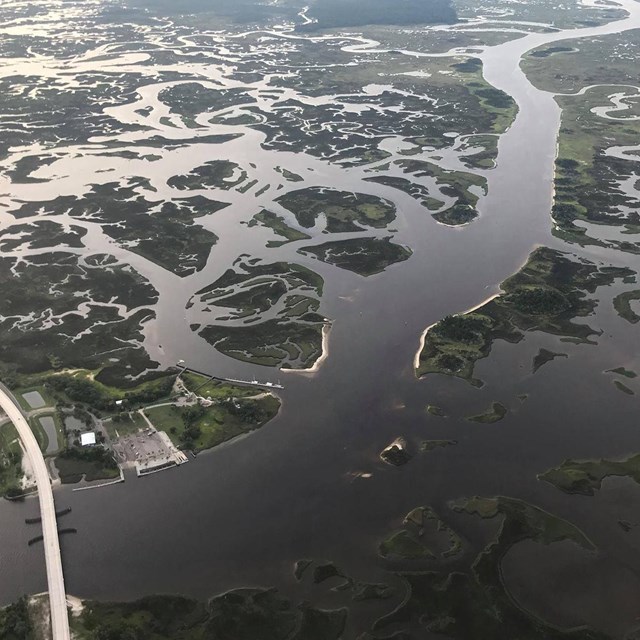 ariel view of marsh