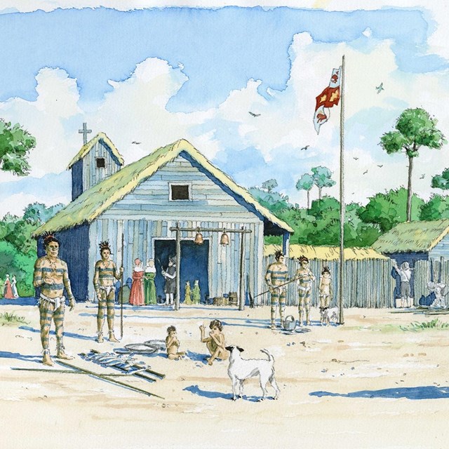 artist depiction on Mission San Juan Del Puerto