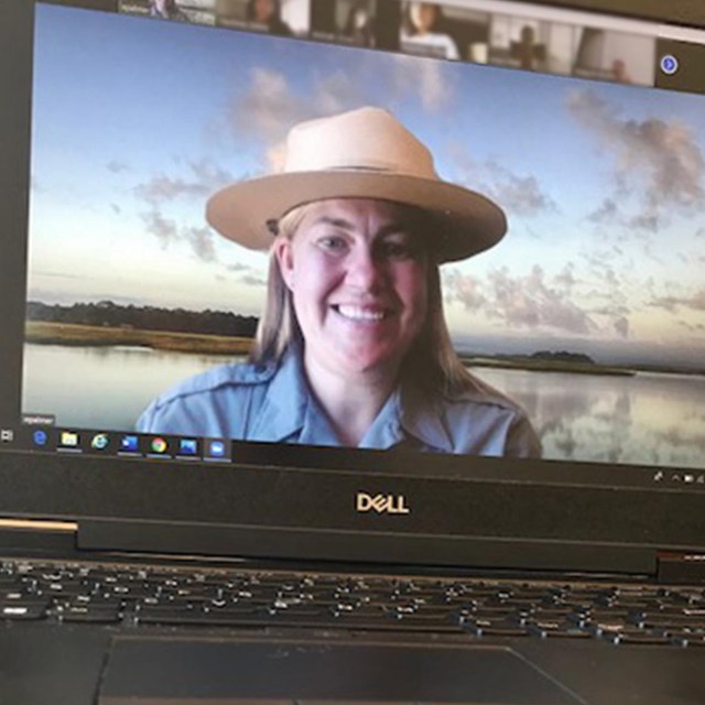 a park ranger on a computer screen 