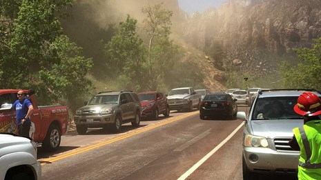 cars backed up on southwestern road