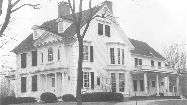 black and white photo of the bellamy house