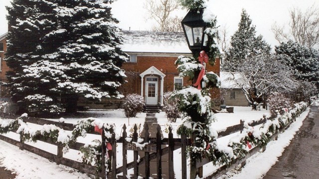 homestead dwelling after snowfall