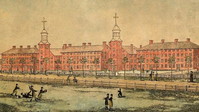 1803 drawing of Yale in new haven