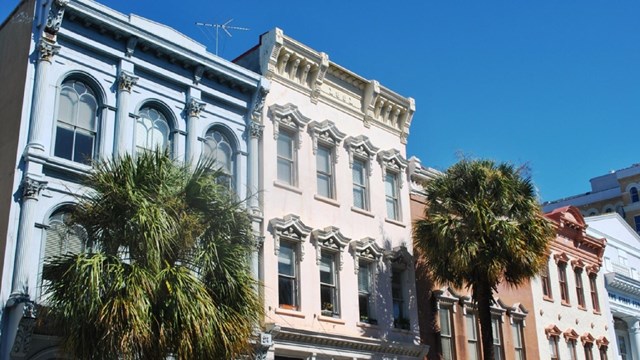 Photo of historic buildings in Charleston. 
