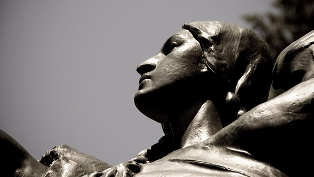 close up of sacagawea statue
