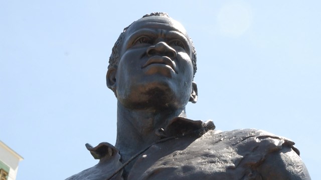 close up of a statue of york