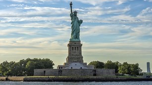 Statue of Liberty on island. CC0