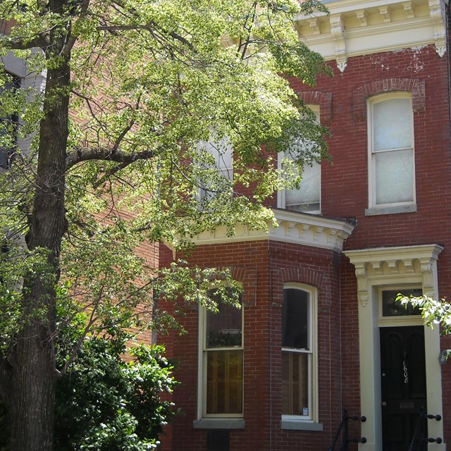 Brick row house. 