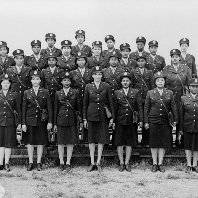 Black and white photo of Black women nurses during WWII