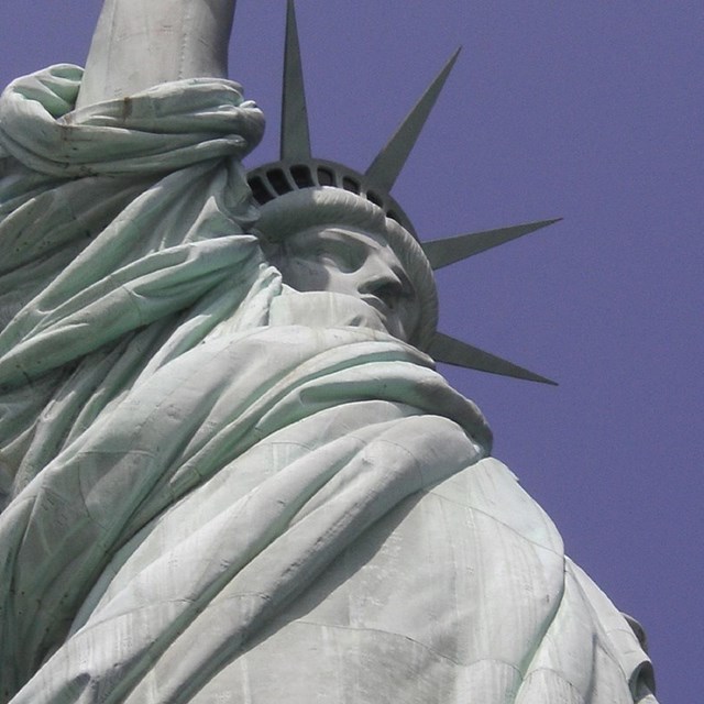 Close up of Statue of Liberty face, courtesy NPS. 