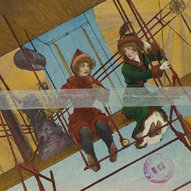 Cartoon of women aviators. 