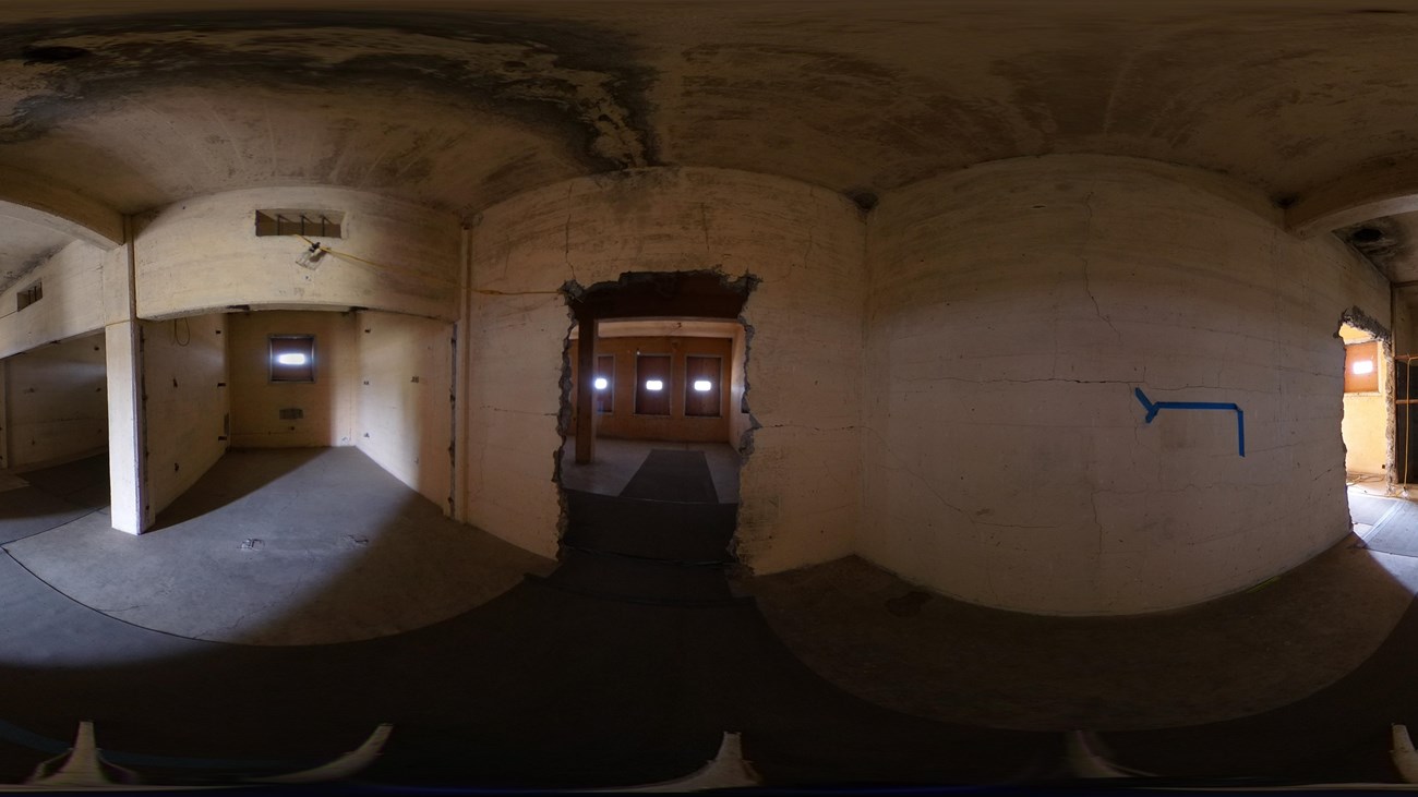 A 360 degree image inside of the Jail prior to the restoration.