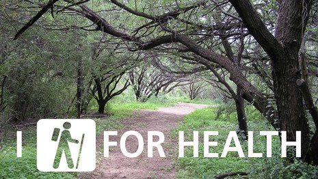 forested path with I Hike For Health overlay
