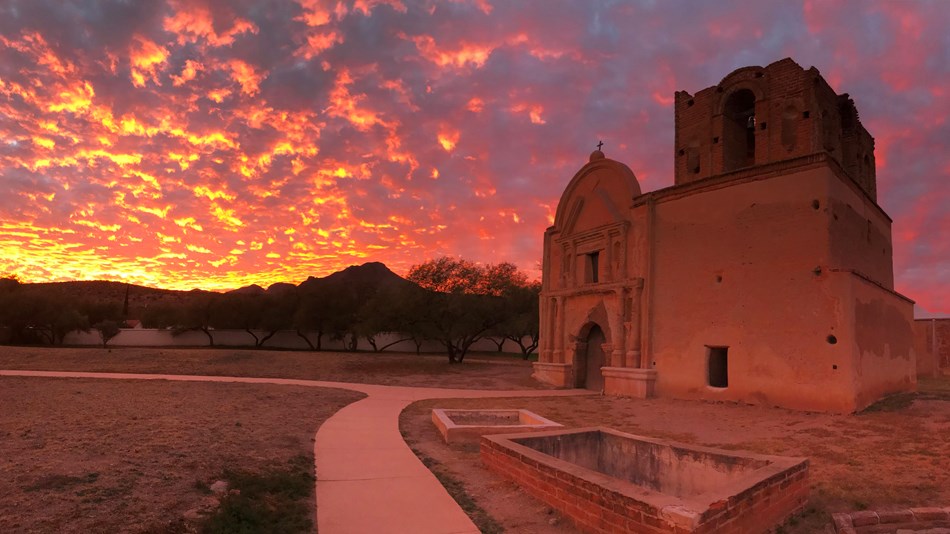 spectacular sunset with church on the right