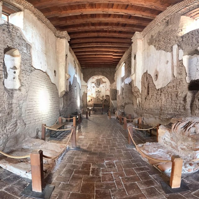 spherical panoramic photo of interior church