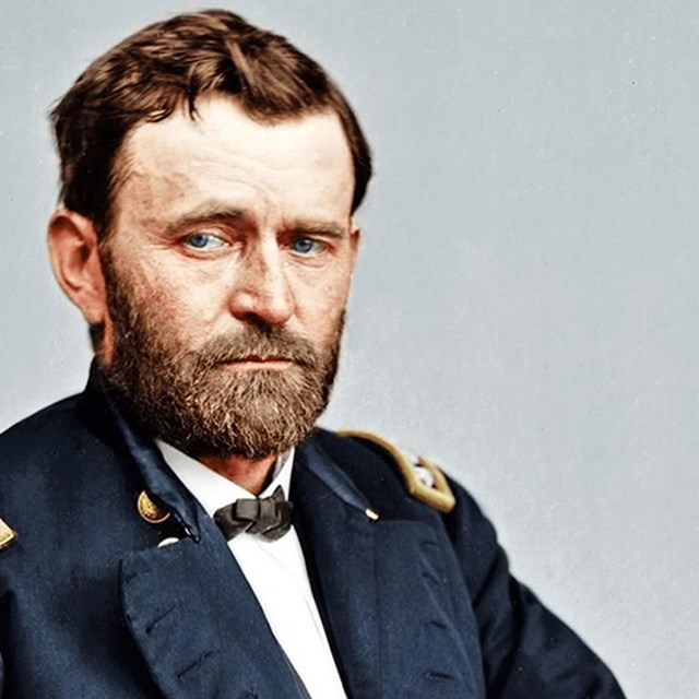 man in blue U.S. Army uniform.