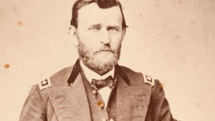 Photograph of Ulysses S Grant with mourning band for President