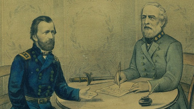 Surrender of Genl. Lee at Appomattox C.H. Va. April 9th 1865 Currier & Ives