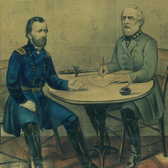Surrender of Genl. Lee at Appomattox C.H. Va. April 9th 1865 Currier & Ives