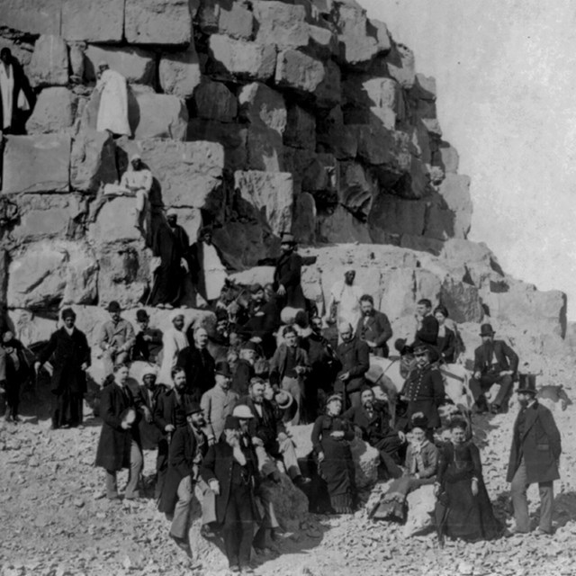 (U.S. Grant in the midst of large group of American tourists, Egypt)