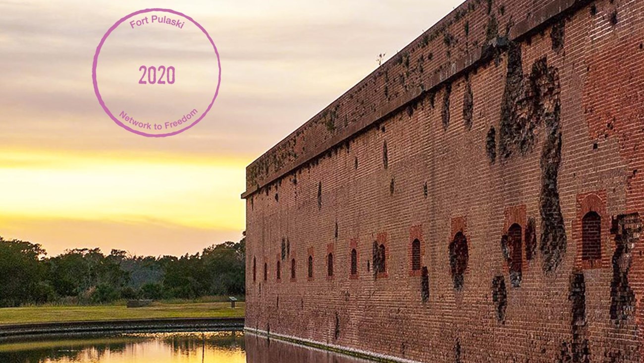 A photograph of Fort Pulaski with a Digital Passport® Stamp in the left hand corner.