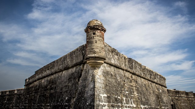 San Pablo Bastion is made of gray stone.