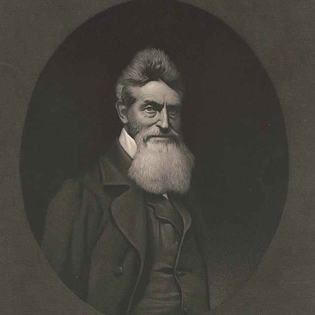 Image  of John Brown with long beard. He stares directly at the viewer.