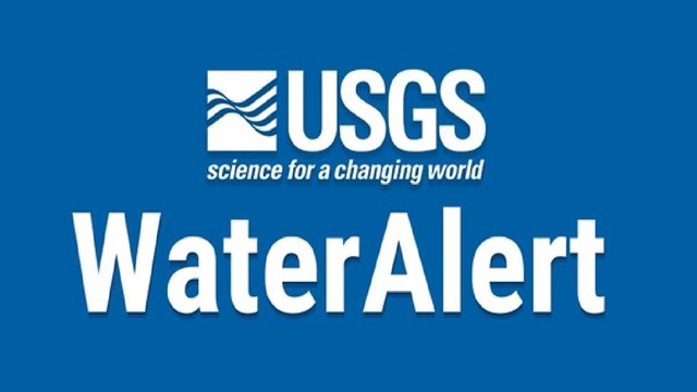 blue background with white text "USGS Water Alert"