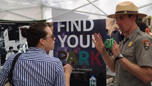 A park ranger explains the Philadelphia LGBTQ Heritage Initiative.