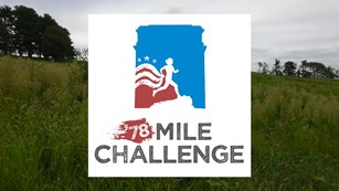 graphic, silhouette woman running, outline of memorial arch 78 Mile Challenge
