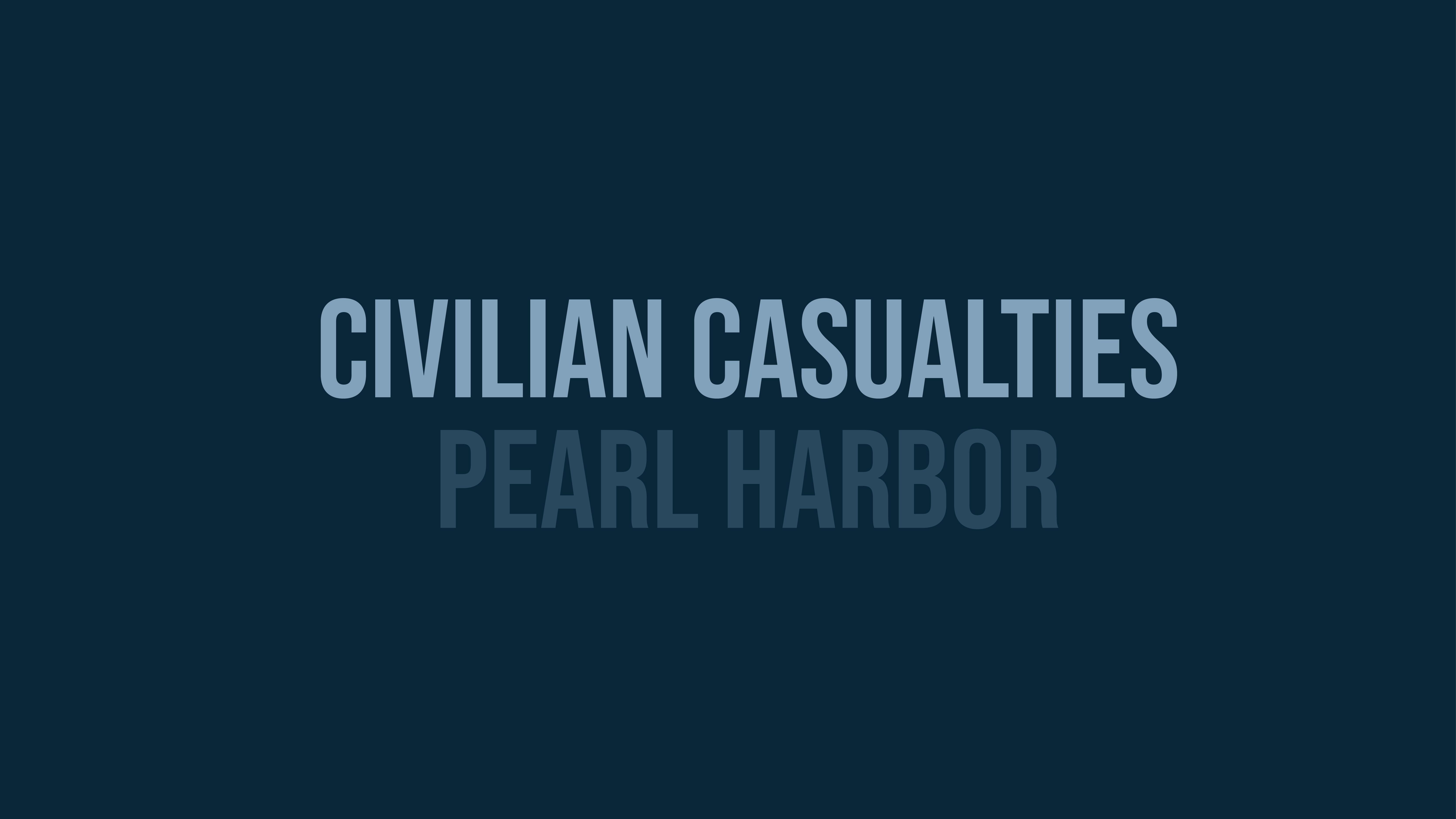 A graphic that reads "Civilian Casualties, Pearl Harbor".