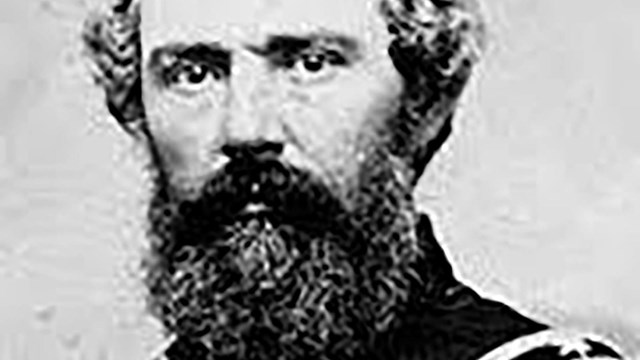 A black and white image of John E. Smith wearing a Union generals uniform.