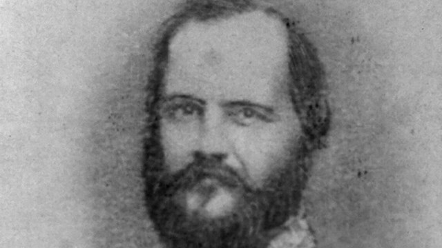 A black and white image of John Forney in Confederate generals uniform.