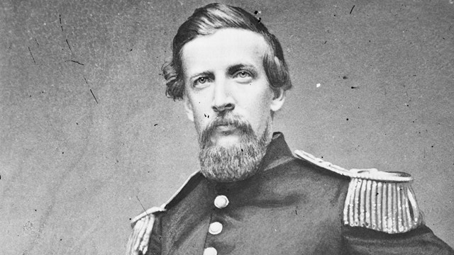A black and white image of John S. Bowen in his regular army uniform.