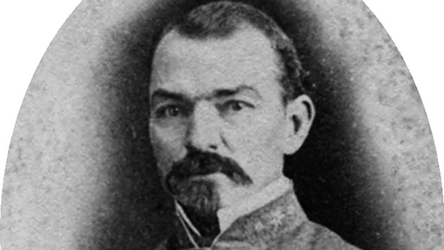 A black and white image of Samuel French in Confederate generals uniform.