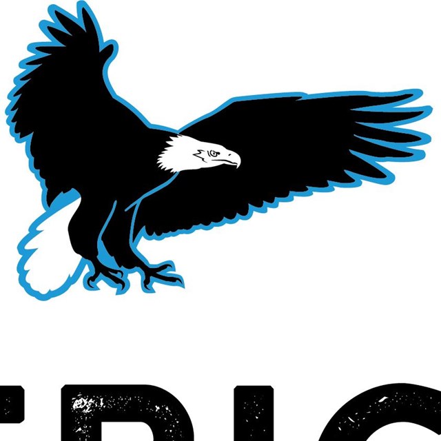A cartoon eagle over the words 