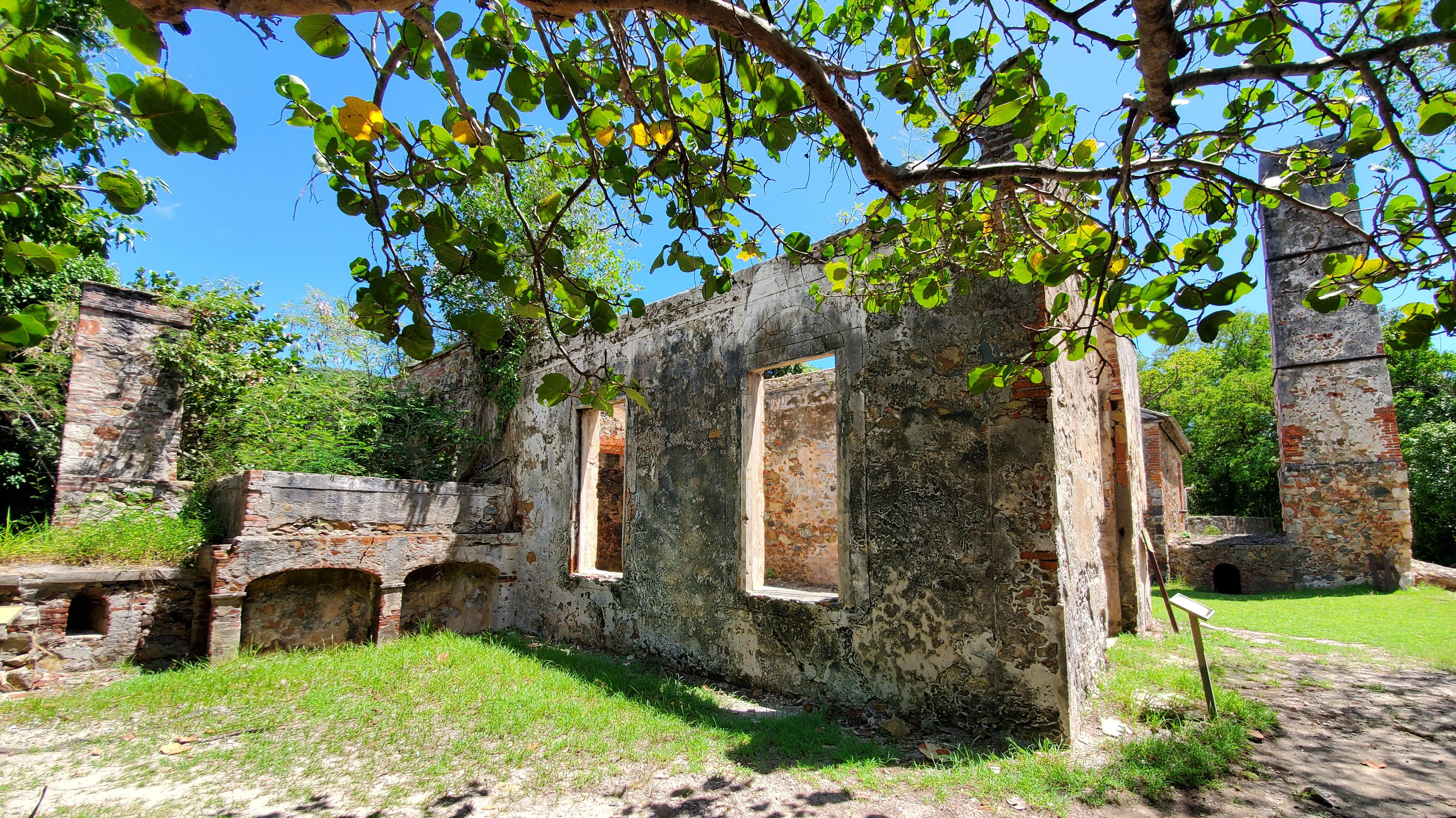 Sugar mill ruins in Virgin Islands National Park showing historical plantation structures