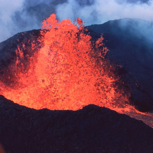 molten lava erutping