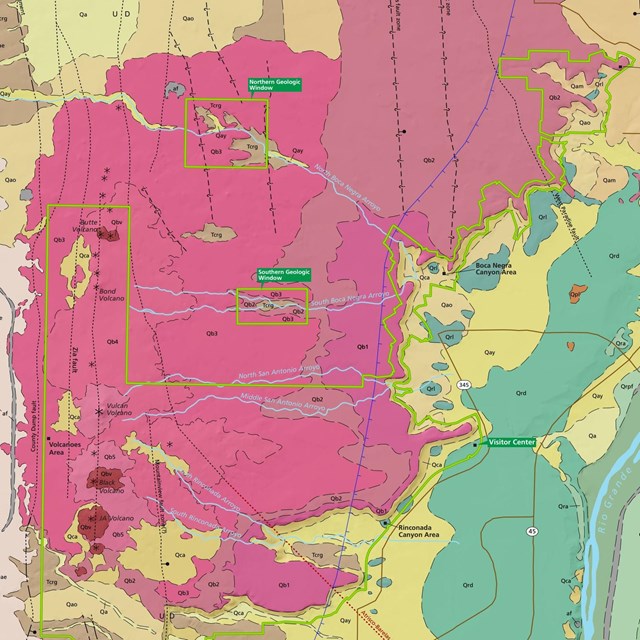 Image of a section of the park's geologic map.