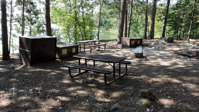 Inage of campsite with bear proof food lockers