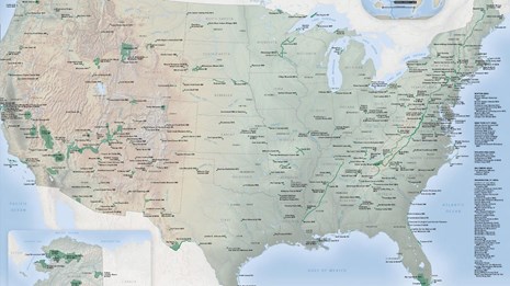 Map of the United States showing all units of the National Park System
