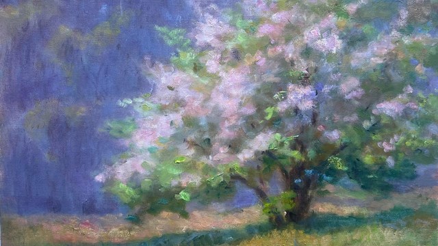 Painting of apple tree at Weir Farm by Lucy Reitzfeld