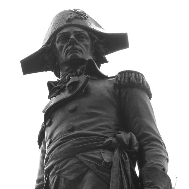 Close up view of bronze statue of Thaddeus Kosciuszko (1746-1817)
