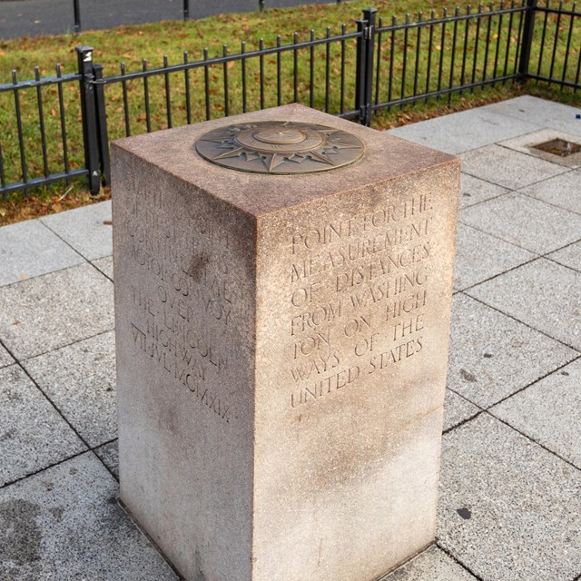 A four-foot-high shaft of pink granite.