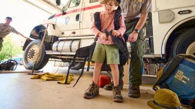 Firefighter and child