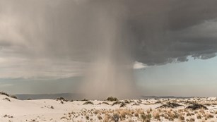 Storm cloud with rain falling.