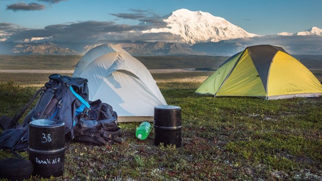 A camp in wilderness follows Leave No Trace practices.