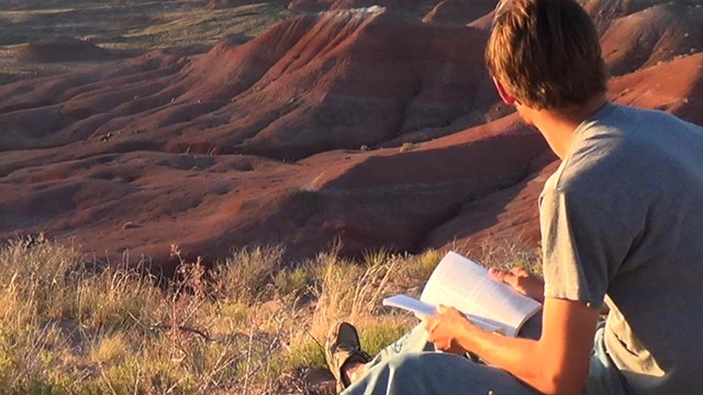 Visitor enjoys solittude and time for reflection in the Petrifed Forest Wilderness.