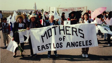 Women holding a banner reading Mothers of East Los Angeles