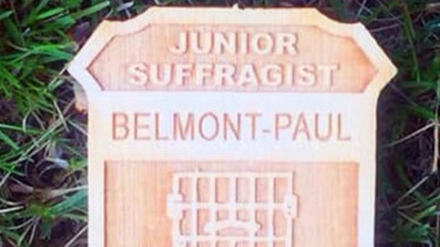 Photo of the junior ranger/junior suffrage badge from Belmont Paul Women's Equality in DC